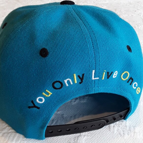 YOLO Hip Hop Turquoise, Black, White & Yellow Snap Back Cap - NWOT - Picture 2 of 4